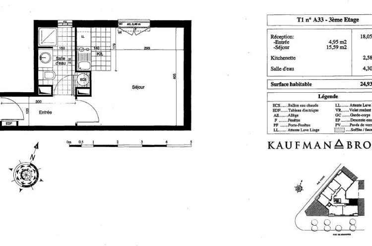 Location appartement 1 pièce(s) 24 m² - Photo 1
